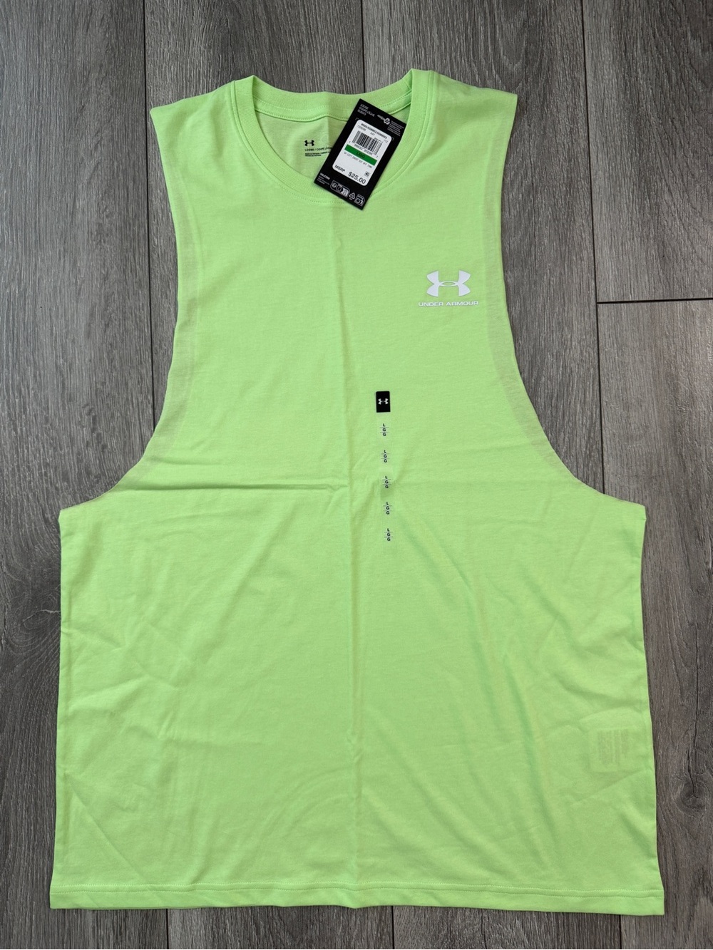 Under Armour Men’s Left Chest Cutoff Tank Top Lime Green NWT Large